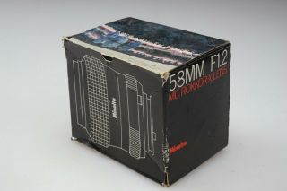 Vintage Minolta 58mm F/1.  2 Lens BOX ONLY MC Rokkor - X BOX 2