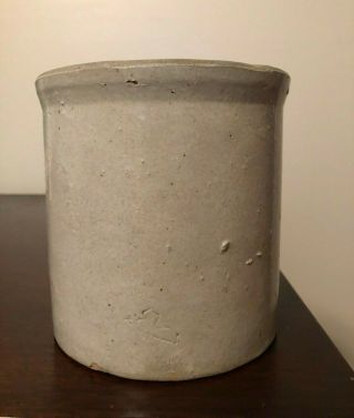 Vintage Antique Small Stoneware Pottery Crock Jug 5 " Tall Beige/white