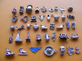 Q Vintage Sterling Silver Charm Hat Boot Chief Heart Well Key Clog Shoe Dummy