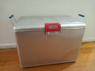 Vintage Thermaster Ribbed Aluminum Metal Cooler Retro Rust Proof 22x16x14 Dim