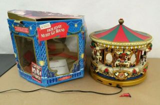 Vtg 1994 Mr.  Christmas Holiday Merry Go Round Lighted Animated Musical Carousel