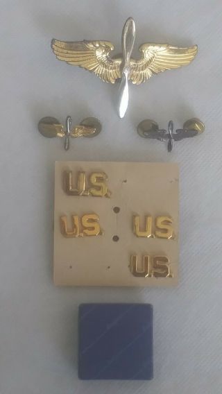 Vtg.  Wwii Us Army Air Force Officer Propeller Wings Military Corps Sterling Pins