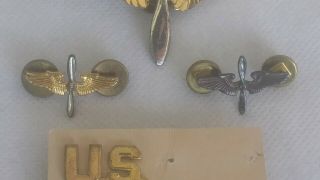 Vtg.  WWII US Army Air Force Officer Propeller Wings Military Corps Sterling Pins 2