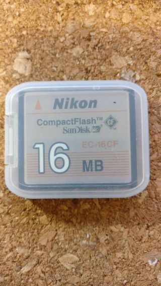 Vintage Nikon Compact Flash Cf Memory Card Ec - 16cf 16mb - Made By Sandisk