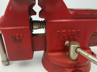 Vintage Sears 5178 3 1/2 Inches Swivel Bench Vise Red 2