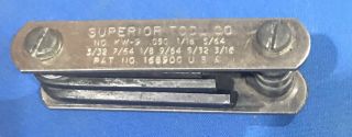 Vintage Superior Tool Co No.  Kw - 9 Allen Wrench Kit,  Hex Head Usa Ohio