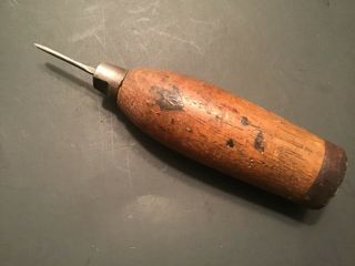 Vintage Wood Handle Awl Tool Punch Scribe Leather Work Vintage Old :