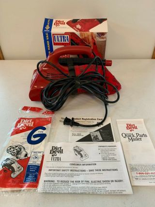 Vtg Dirt Devil Ultra By Royal 4 Amp Red Electric Handheld Vacuum Cleaner M08230c