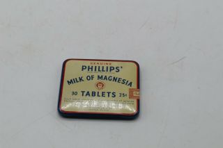 Vintage Phillips Milk Of Magnesia Tablets Advertising Tin W/ Insert