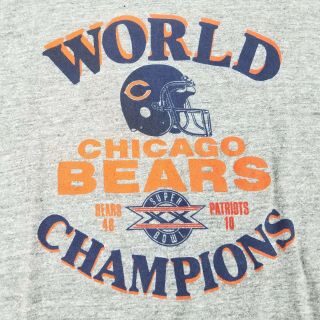 Vtg Jerzees 1986 Superbowl Xx Chicago Bears Shirt Grey Large Single Stitch Usa