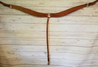 Vintage Floral Hand Tooled Leather Horse Breast Collar Roping Reining Western