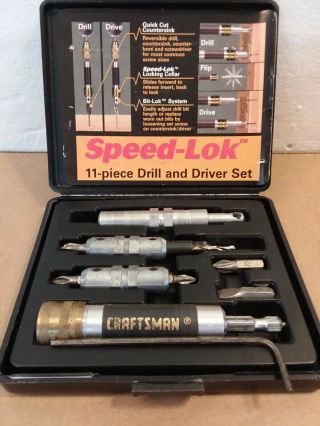 Vintage Craftsman Speed Lok Quick Connector Drill/driver Set W/case