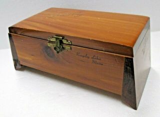 Vintage Jewelry Box Souvenir Rangeley Lakes Maine Cedar Wood Storage Collectible