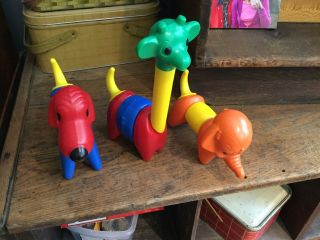 Vintage Tupperware Toys Zoo It Yourself Animals Tuppertoys Dog - Elephant - Giraffe