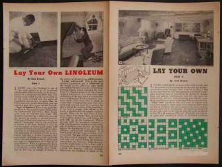 Linoleum How - To Lay " Green " Flooring Installation Vintage Howto Info
