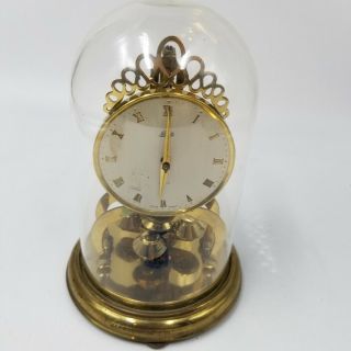 Vintage Mantel Clock Aug.  Schatz And Sohne 53 Germany Anniversary Glass Dome