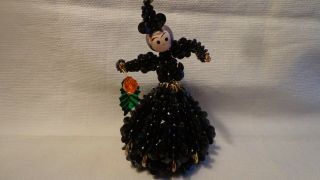 Vintage Hand Crafted Safety Pin Plastic Beaded Witch
