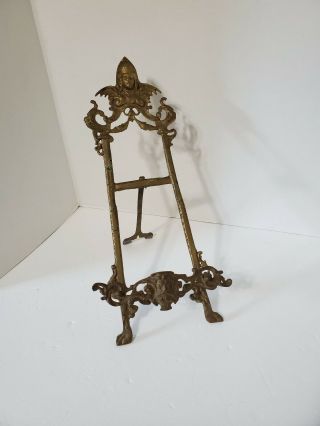 Vintage Brass 18 " Figural Victorian Easel Picture Painting Stand Display - India