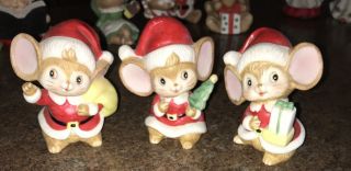 Vtg Homco Christmas Mice Set Santa Claus Mouse Ceramic 80 