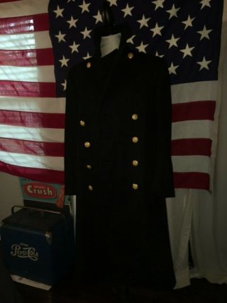 Vintage Mens Double Breasted Wool Us Navy Officer 