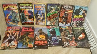 12 Godzilla Vhs Tapes Movies Smog Monster Megalon Sea King Kong 1985 2000 Vtg