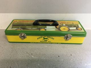 Vintage John Deere Metal Tin Hinged Storage Box 11.  5” X 4 " X 2 "