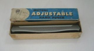 Vintage Mutual Adjustable 3 Hole Punch W/box No.  20