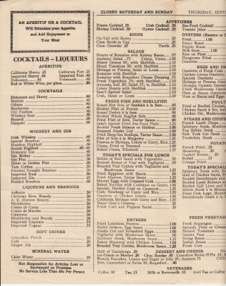 Vintage SAM ' S GRILL Seafood Restaurant Menu,  San Francisco,  California 1948 2