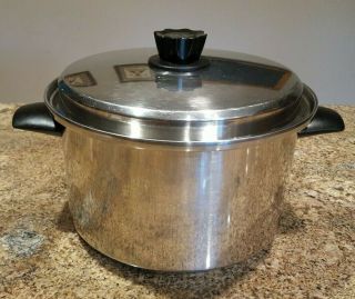 Vintage Lustre Craft 8 Qt Multicore 5 - Ply Stainless Steel Waterless Pot W/lid