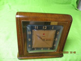 Vintage Telechron Art Deco Inlaid Wood Electric Clock Model 4f61