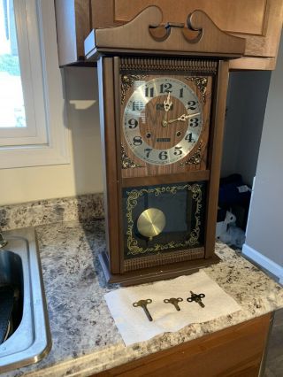 Vintage Centurion 35 Day Wind - Up Chiming Wall Clock With Keys As - Is