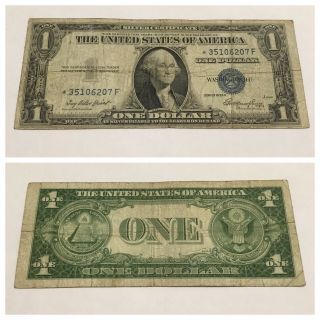 Vintage $1 Star 1935 - E Silver Certificate Washington One Dollar Bill Blue Seal