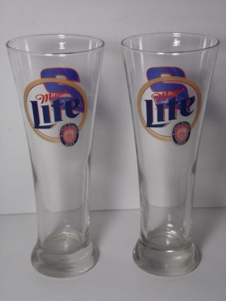 2 Vintage 1990s Miller Lite Beer Advertising Bar Glasses Rusty Wallace 2 Nascar