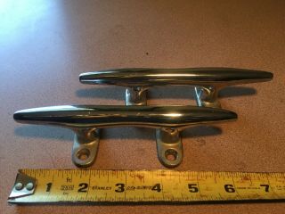 (2) Vintage 6 1/2” Chrome Plated Bronze Boat Cleats