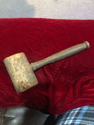 Incredible Antique Vintage Primitive Wooden Mallet Hammer Farm Tool