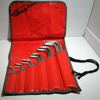 Vtg Snap On C - 67 Hex Allen Wrench Set 12 Piece With Pouch 7/64 - 5/8 Set