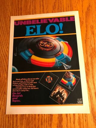 1978 Vintage 8x11 Promo Print Ad For Elo Electric Light Orchestra/trickster Tour