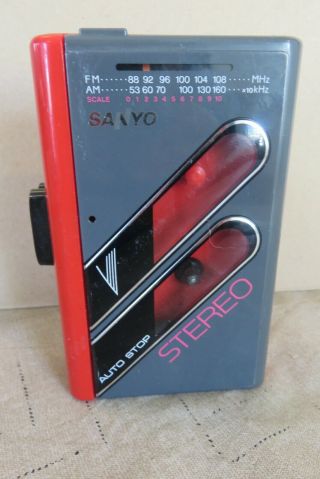 Sanyo Stereo M - Gr62 Red Walkman Cassette Recorder Vintage