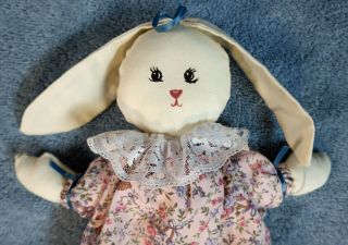 Vintage Handmade Bunny Rabbit Doll with Lace Collar Shelf Sitter 11 
