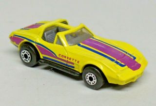 Vintage Matchbox Superfast Chevrolet Corvette Yellow Purple Stripes Macao 1979