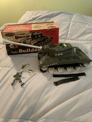 Vintage Remco Light Bulldog Tank 706 W/original Box & Army Man