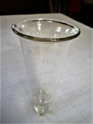 Vintage Beaker Pharma Lab Measure Ccs Ozs Etched Threaded Bottom No Base Apothec