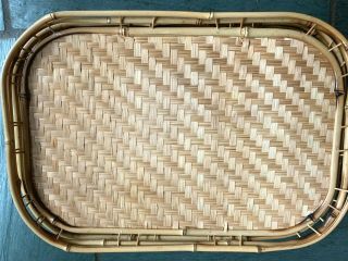 10 Vintage Bamboo Woven Rattan Wicker Tiki Serving Trays 13 " X 19 "