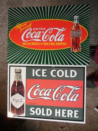 Vintage Coke Advertising Metal Signs Ice Cold & Refresh Yourself