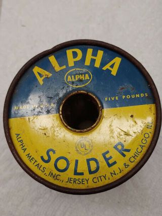 Vintage Alpha 50/50 Alloy Solder.  125 Dia.  3 1/4 Lb Cen - Tri - Core Energized Rosin