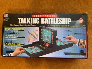 Vintage Electronic Talking Battleship Game Milton Bradley 1989 Complete,