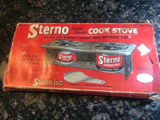Nos Vintage No.  46 Sterno Double Service 2 Burner Folding Portable Cook Stove Usa