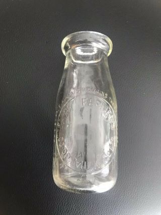 Vintage Dairy Farmers Co - Op 1/2 Pint Glass Milk Bottle 1960s Retro