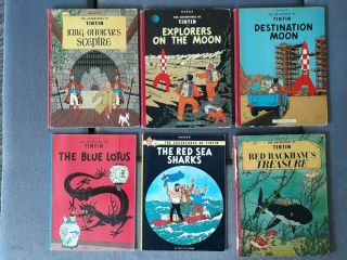 6 Vintage Tin - Tin Books Herge Tintin 2 Paperback 