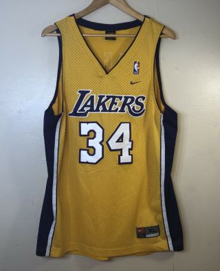 Vintage Nike Nba Lakers Shaq Shaquille O’neal 34 Jersey Swingman Xl Stitch